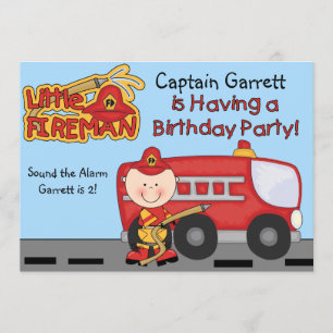 Little Fireman Custom Fire Truck Birthday Kaart