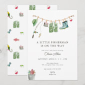 Little Fisherman Baby shower Invitation Kaart (Voorkant / Achterkant)