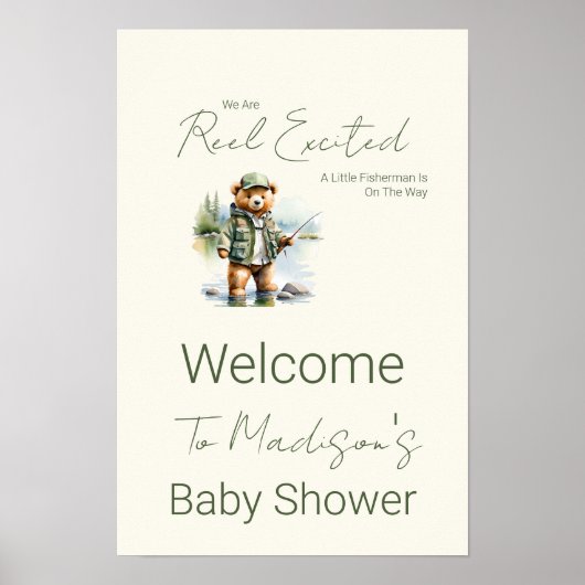 Little Fisherman Baby shower Welkomstbord Poster (Voorkant)
