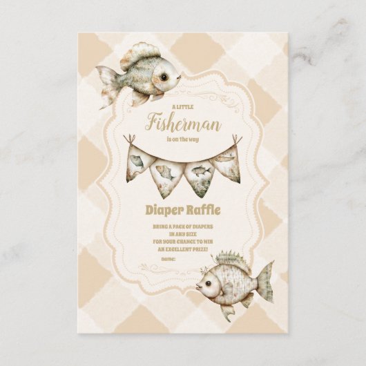 Little Fisherman Vist Diapper Raffle Informatiekaartje (Voorkant)