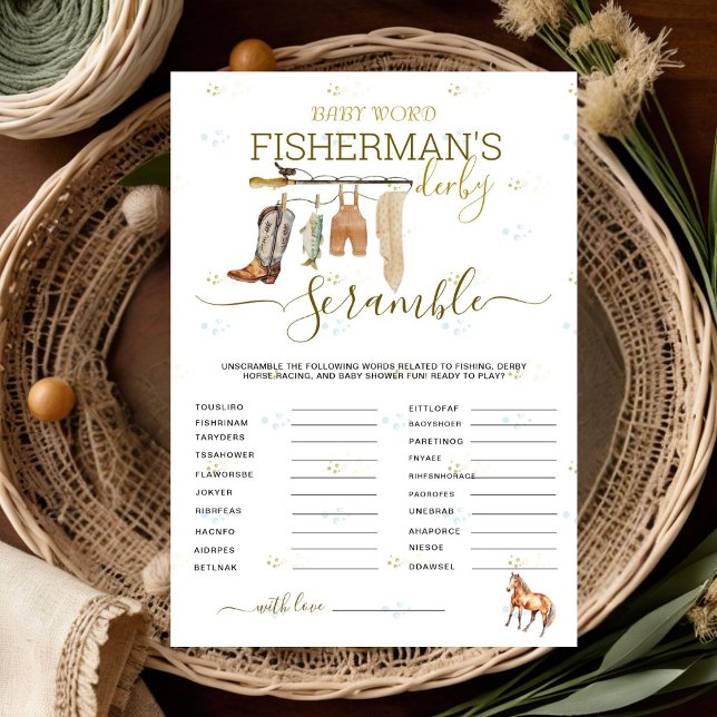 Little Fisherman's Derby Baby shower Word Scramble (Creator heeft geüpload)