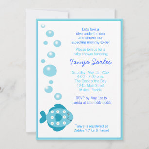 Little Fishing Ocean 5x7 Baby shower Invitation Kaart