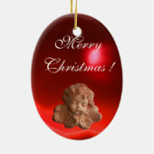 LITTLE FLORENTINE ANGEL Red Ruby Gem Stone Keramisch Ornament (Achterkant)