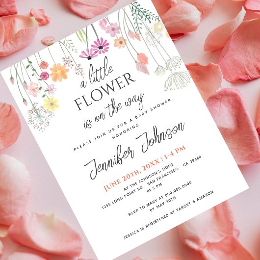 Little Flower Baby Shower Invitation Postcard