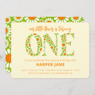 Little Flower Cute Daisy First Birthday Kaart