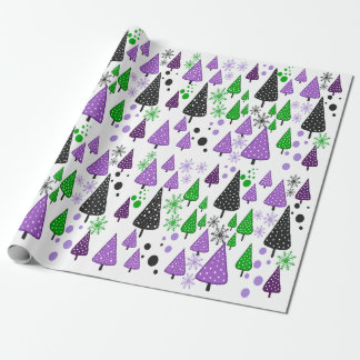 Little Forest Groen-Paarse inpakpapier