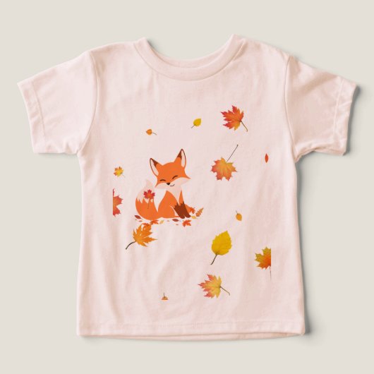 Little Fox & Autumn Leaves Baby T-Shirt" (Design Recto)