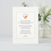 Little Fox baby shower merci note (Debout devant)