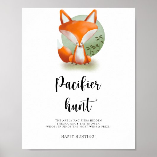 Little fox cub - Pacifier jachtwedstrijd baby show Poster (Voorkant)
