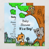Little Fox en Forest Friends Boy's Baby shower Kaart (Voorkant / Achterkant)