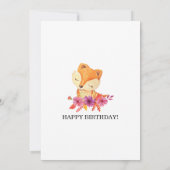 Little Fox Floral 1er Anniversaire Fête Invitation (Dos)