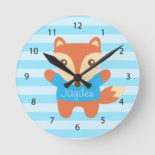 Little Fox for Kids Room Ronde Klok (Voorkant)