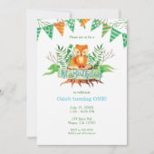 Little Fox Forest Watercolor 1e verjaardagsfeestje Kaart (Voorkant)