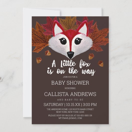 Little Fox Herfst Rood Bruin Waterverf Baby shower Kaart (Voorkant)