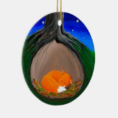 Little Fox | Hout Keramisch Ornament (Rechts)