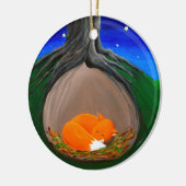 Little Fox | Hout Keramisch Ornament (Links)