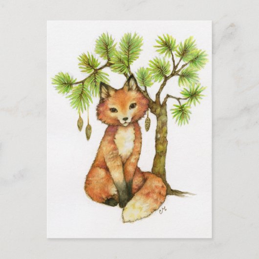 Little Fox - jolie carte postale d'art animal (Devant)