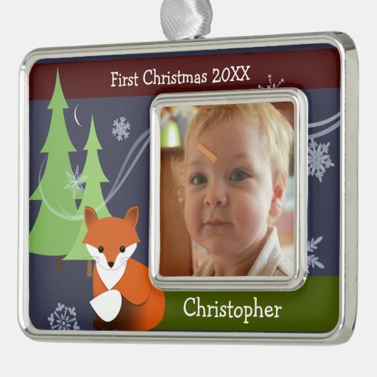 Little Fox Keepomwille Kerstversiering Verzilverd Kader Ornament (Links)