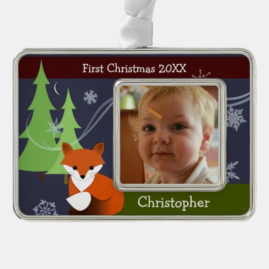 Little Fox Keepomwille Kerstversiering Verzilverd Kader Ornament (Voorkant)