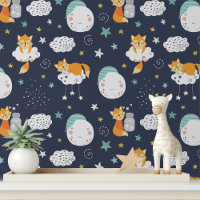 Little Fox Moon Stars Nursery Peel and Stick