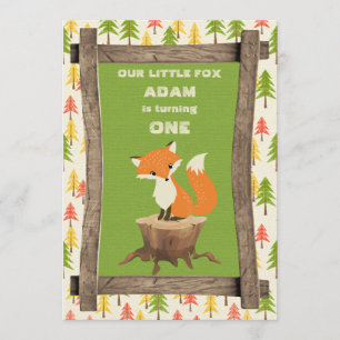 Little Fox Rustic Birthday Party Celebration Kaart