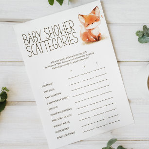 Little Fox Scattergories Baby Shower Spel Poster