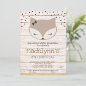Little fox, wonderland Birthday Invitation Kaart (Staand voorkant)