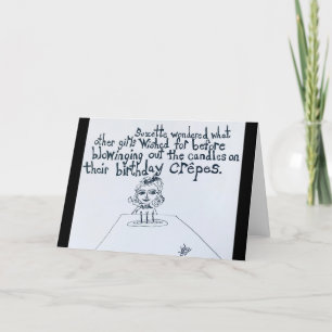 Little French Girl's Birthday Crepe Cake Wish Kaart