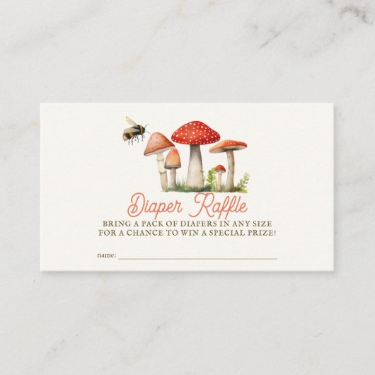 Little Fun Guy Mushroom Bee Luier Raffle Ticket Informatiekaartje (Voorkant)