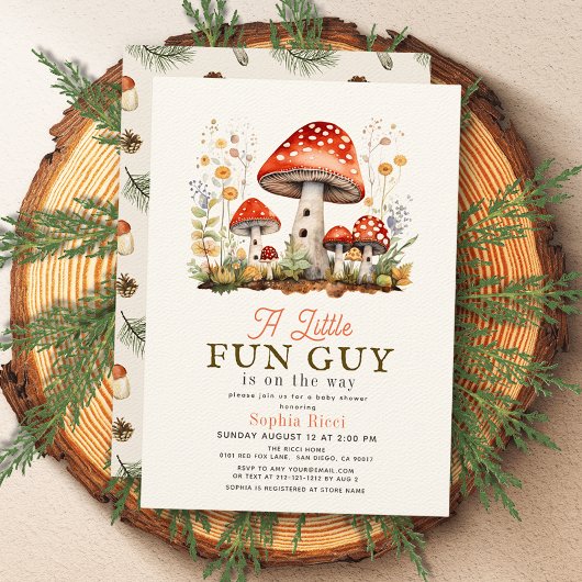 Little Fun Guy Mushroom Boy Baby shower Kaart