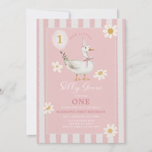 Little Gekke Goose Daisy Girl 1st Birthday Kaart (Voorkant)