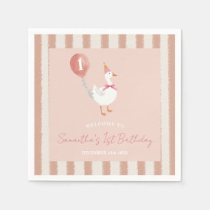 Little Gekke Goose Pink Balloon Verjaardagspapier Servet