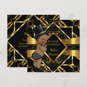 Little Gentleman Baby Shower Goud Zwart Etnisch Kaart