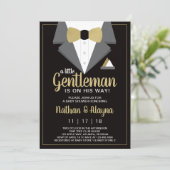 Little Gentleman Baby shower Invitation, Tuxedo Kaart (Staand voorkant)