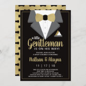 Little Gentleman Baby shower Invitation, Tuxedo Kaart (Voorkant / Achterkant)