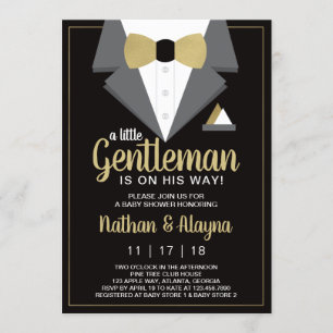 Little Gentleman Baby shower Invitation Tuxedo Kaart