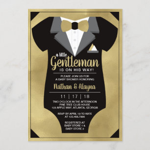 Little Gentleman Baby shower Invitation Tuxedo Kaart