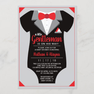 Little Gentleman Baby shower Invitation Tuxedo Kaart