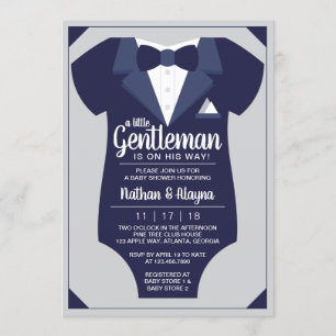 Little Gentleman Baby shower Invitation Tuxedo Kaart