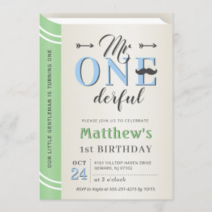 Little Gentleman de heer Onederful 1st First Birth Kaart