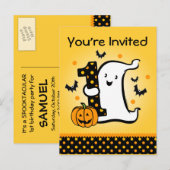 Little Ghost 1st Birthday Briefkaart (Voorkant / Achterkant)