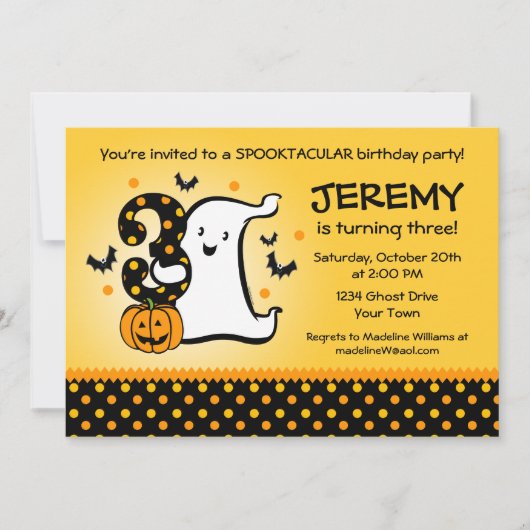 Little Ghost 3rd Birthday Kaart (Voorkant)