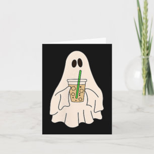 Little Ghost Drink Iced Coffee Halloween Spooky Kaart