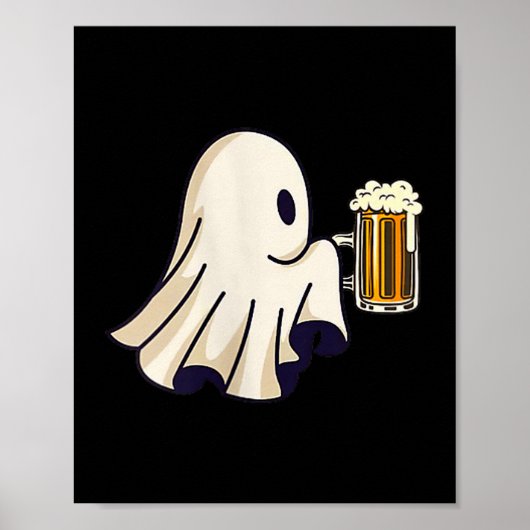 Little Ghost Drinking Beer Funny Halloween Costume Poster (Voorkant)