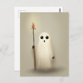 Little Ghost Halloween Briefkaart (Voorkant / Achterkant)