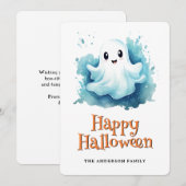 Little Ghost Happy Halloween Kaart (Voorkant / Achterkant)