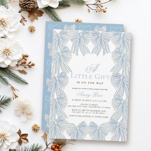 Little Gift Blue Bow/Ribbon Boy Baby shower Kaart