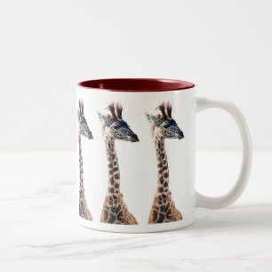 "Little Giraffe" Waterverf in het wild levende die Tweekleurige Koffiemok