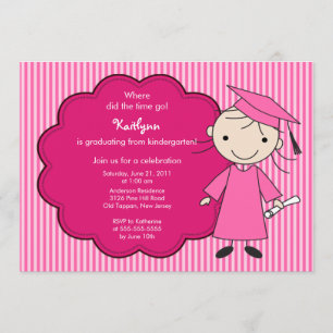 Little Girl Afstudeerder Afstuderen Invitation Roz Kaart