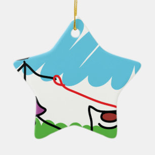 Little Girl and Dog Drawing Keramisch Ornament